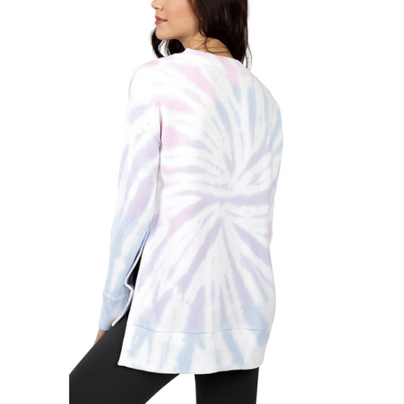 90 Degree by Reflex Pink & Blue Tie-Dye Side-Slit Sweatshirt - Picture 2 of 9